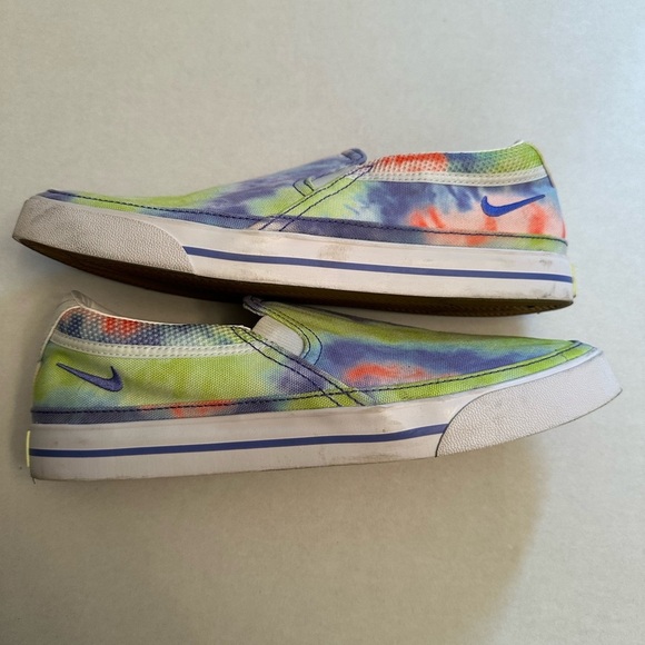 Nike Size 9.5 Court Legacy Green Purple Orange Tie Dye Women’s Slip On Sneakers - Picture 2 of 8